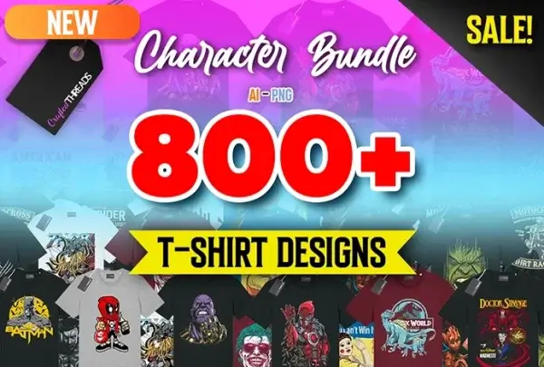 800+ DC & MARVEL – Characters T-Shirt Design + Lifetime Updates